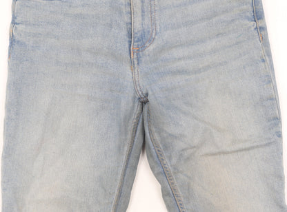 Zara Women's Blue Straight Jeans Size 8 with Fringe