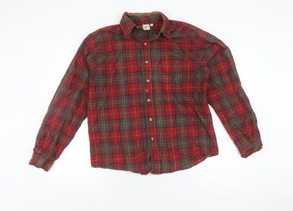 Cotton Traders Men's Red Plaid Button-Up Shirt S