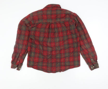 Cotton Traders Men's Red Plaid Button-Up Shirt S