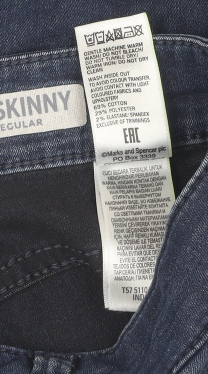 Womens UK Size 10 Marks and Spencer Regular Fit Skinny Blue Jeans