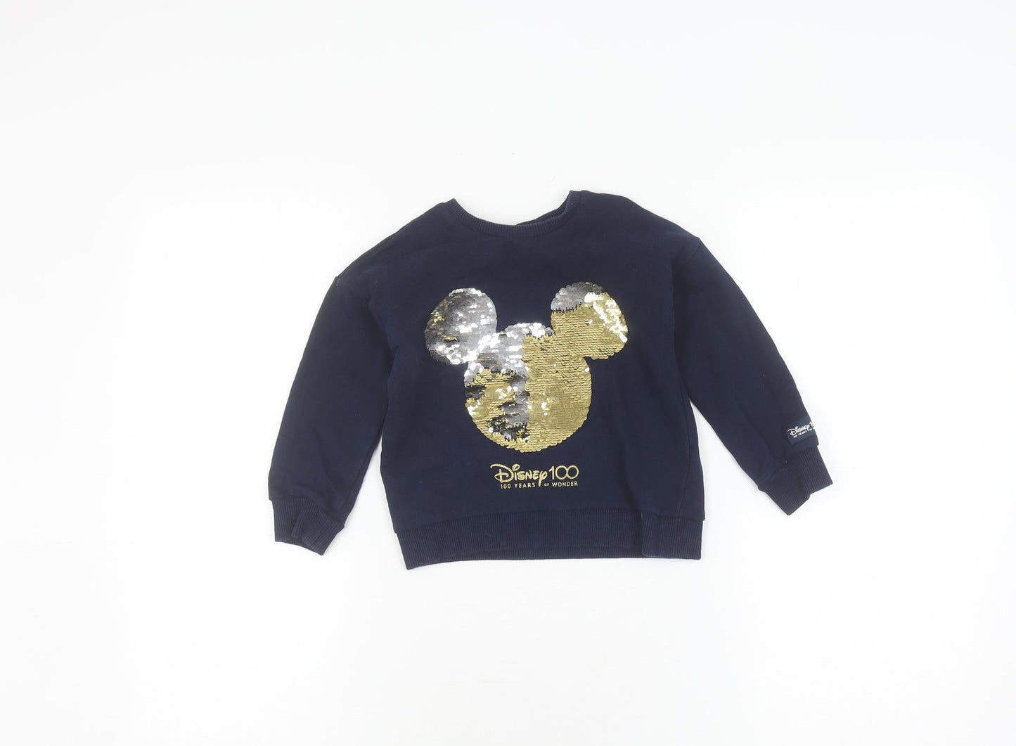 George Girls Blue Sequin Mickey Mouse Sweatshirt, 3-4 Years