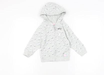 Next Girls Grey Animal Print Full Zip Hoodie 3-4 Years