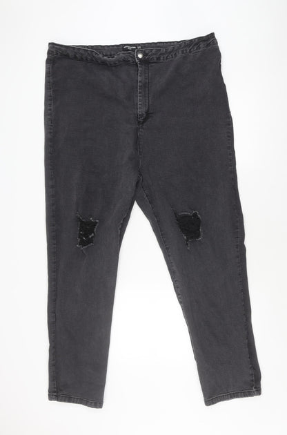 PrettyLittleThing Women's Black Distressed Jeans Size 28