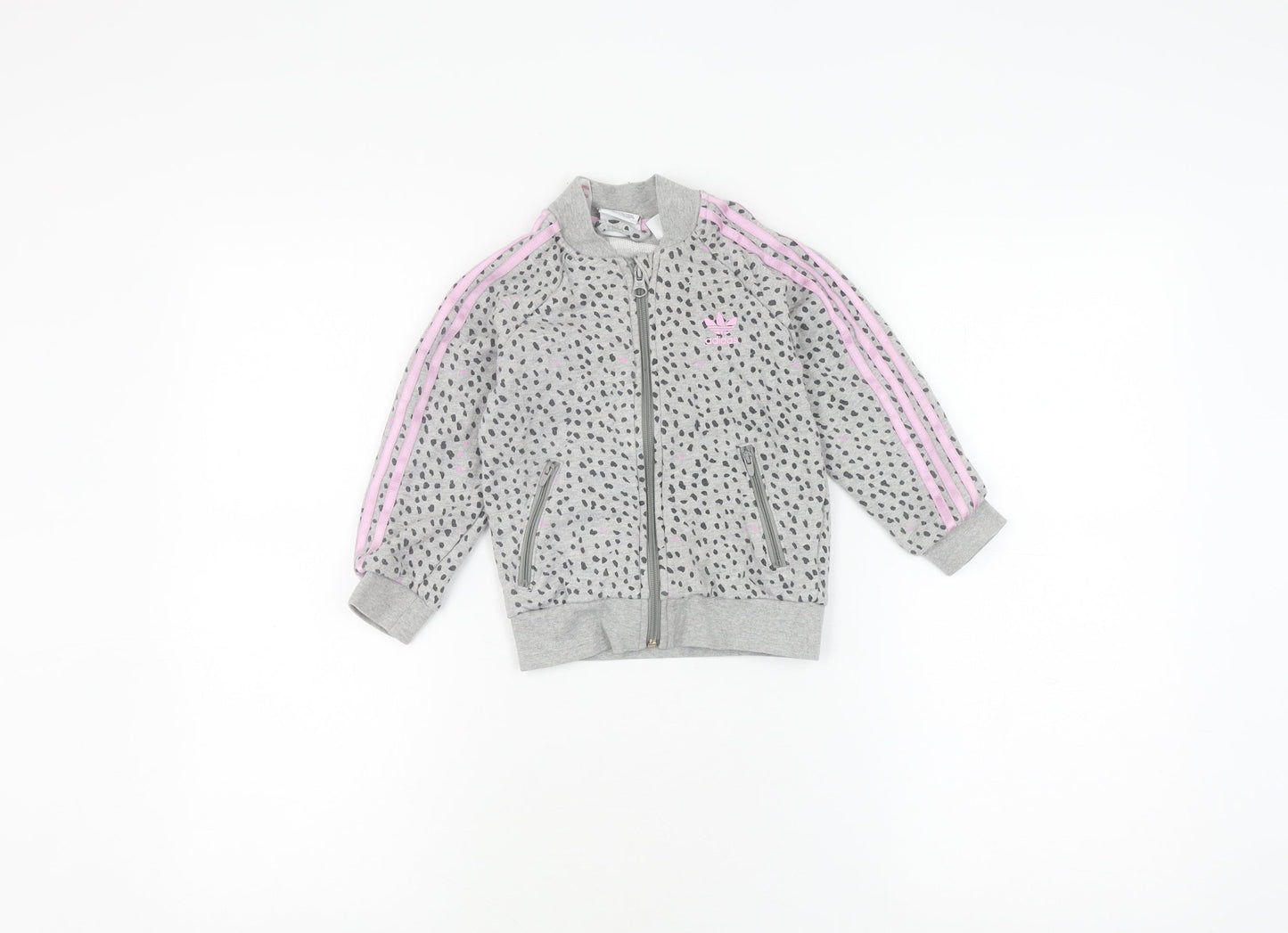 Adidas Girls Grey Bomber Jacket 2-3 Years Casual