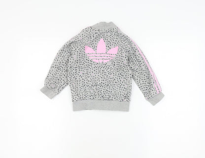 Adidas Girls Grey Bomber Jacket 2-3 Years Casual