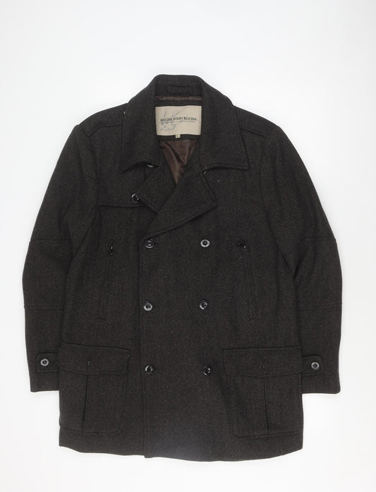 Mens UK Size L Rocha John Rocha Black Pea Coat