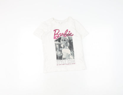 Barbie Girls White T-Shirt 7-8 Years, Graphic Print Jersey