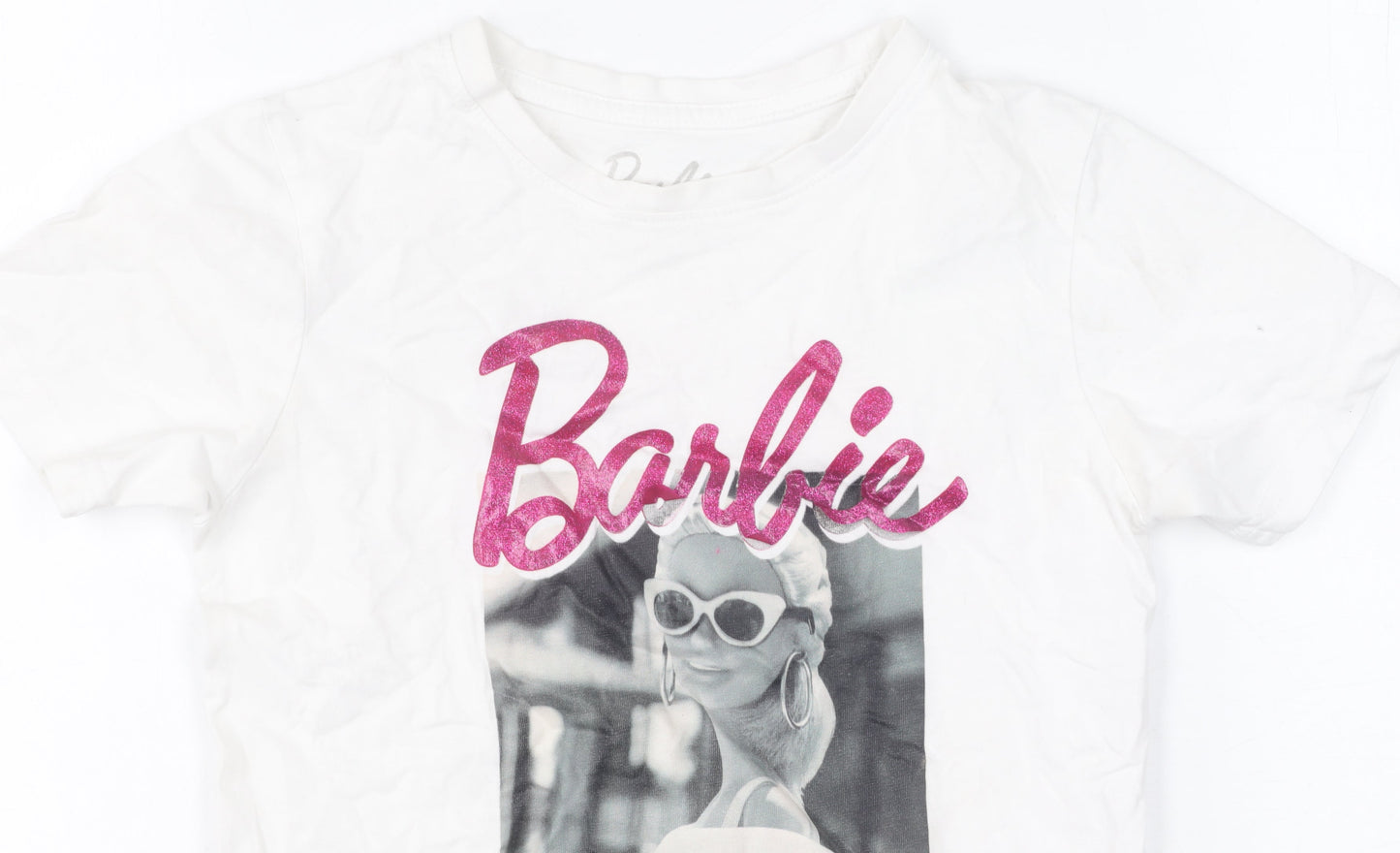 Barbie Girls White T-Shirt 7-8 Years, Graphic Print Jersey