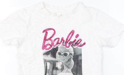 Barbie Girls White T-Shirt 7-8 Years, Graphic Print Jersey