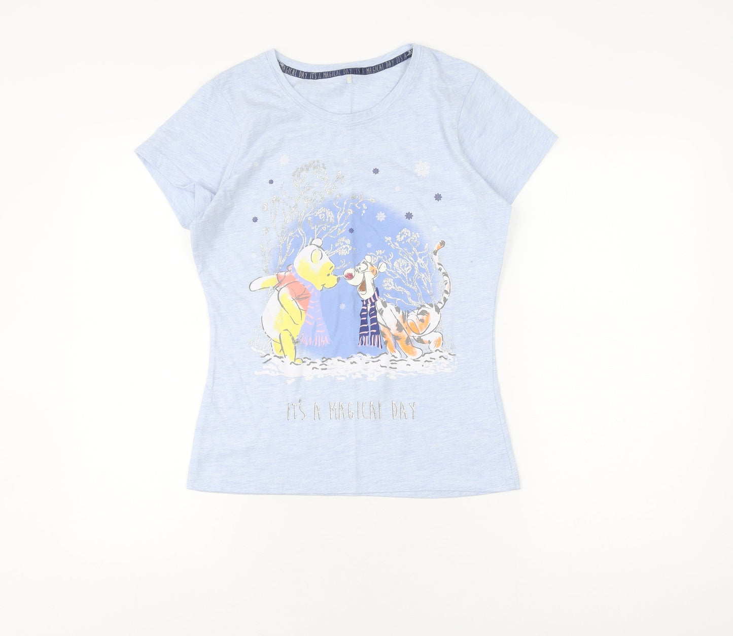 Disney at George Blue Girls T-Shirt 8-10 Winnie the Pooh Glitter