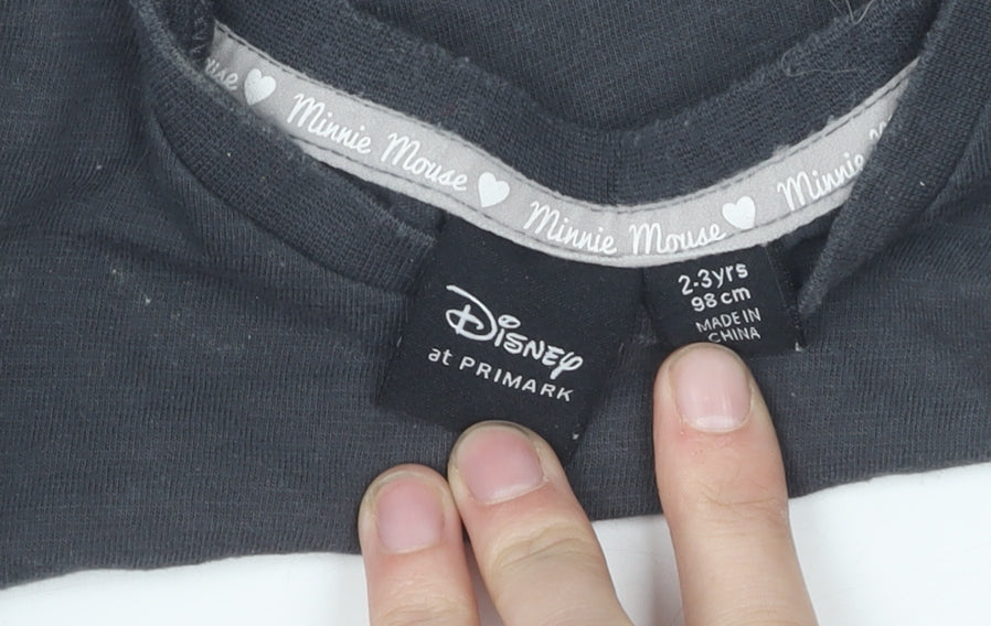 Disney at Primark Girls Black Minnie Mouse Long Sleeve T-Shirt 2-3 Years