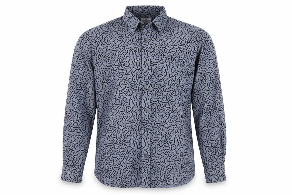 Next Men's Blue Geometric Shirt M Long Sleeve Collared