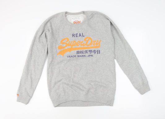 Superdry Grey Unisex Logo Pullover Sweatshirt L