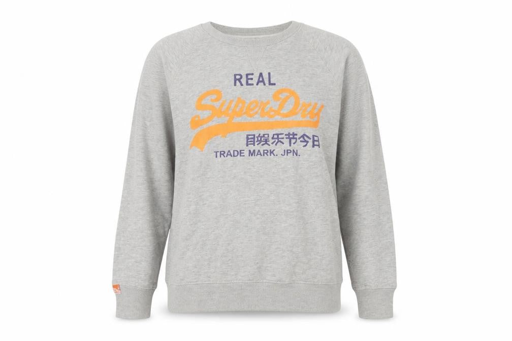 Unisex Adults UK Size L Superdry Grey Pullover Sweatshirt