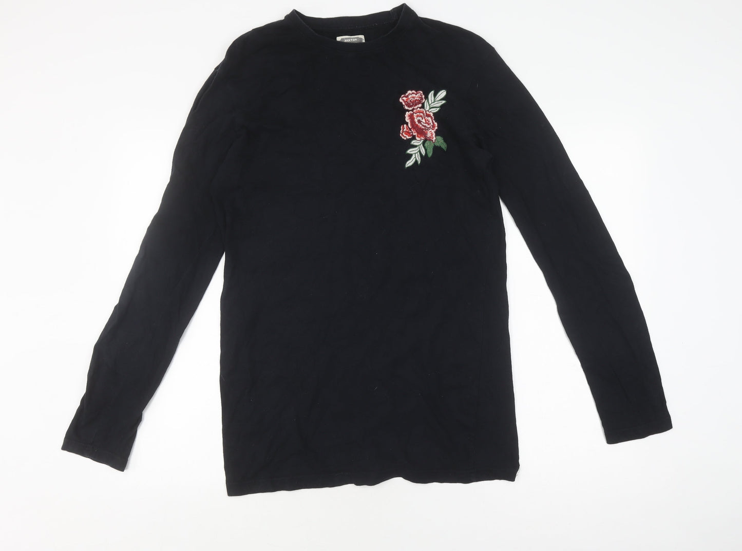 Hoxton Denim Men's Black Embroidered Long Sleeve T-Shirt M