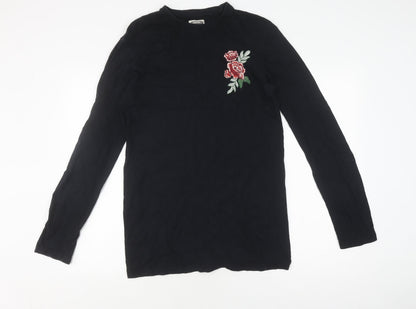 Hoxton Denim Men's Black Embroidered Long Sleeve T-Shirt M