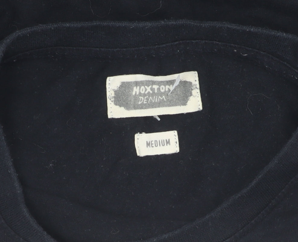 Hoxton Denim Men's Black Embroidered Long Sleeve T-Shirt M