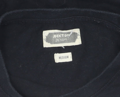 Hoxton Denim Men's Black Embroidered Long Sleeve T-Shirt M