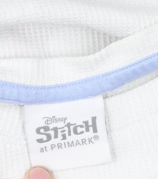 Disney Stitch Girls Pyjama Top White M - Christmas