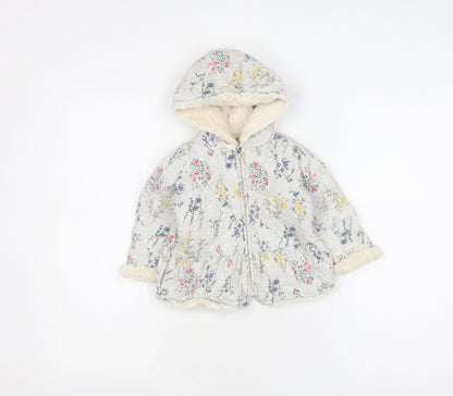 Next Unisex Floral Puffer Jacket 12-18M Multicoloured Hooded Coat
