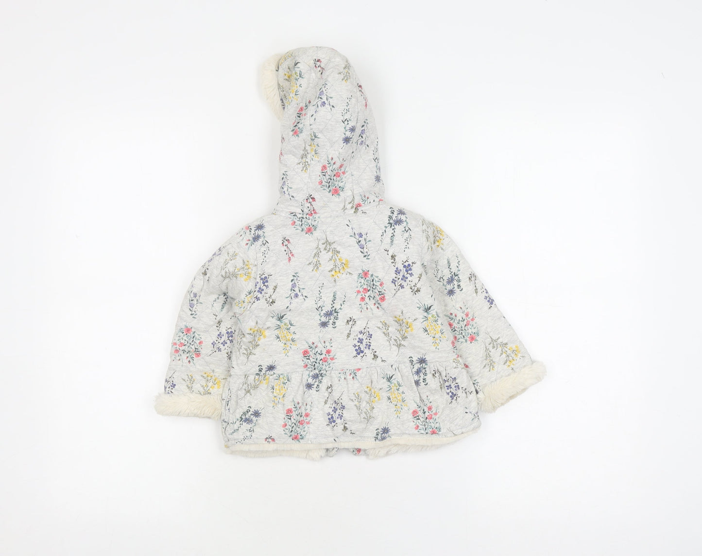 Next Unisex Floral Puffer Jacket 12-18M Multicoloured Hooded Coat