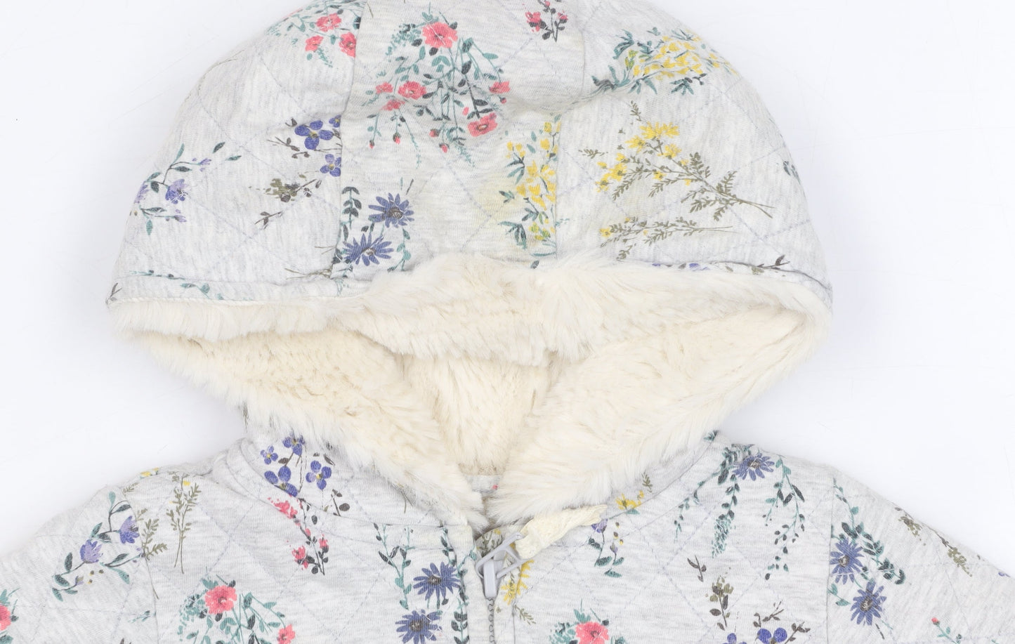 Next Unisex Floral Puffer Jacket 12-18M Multicoloured Hooded Coat