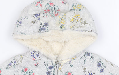 Next Unisex Floral Puffer Jacket 12-18M Multicoloured Hooded Coat
