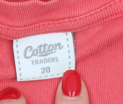 Womens UK Size 20 Cotton Traders Pink Basic T-Shirt