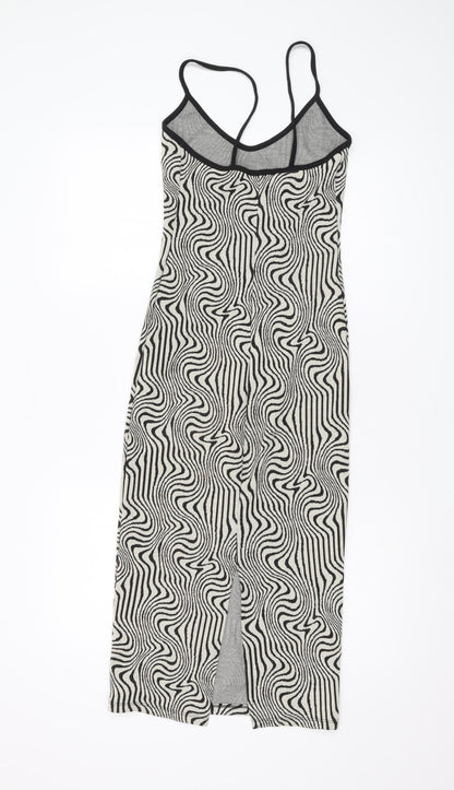 Bershka Women's Black XS Slip Dress Geometric Summer