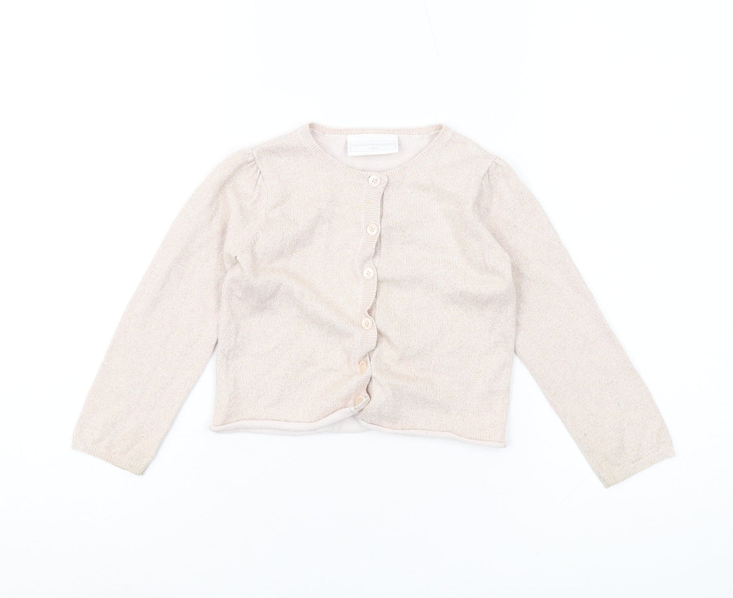 The Little White Company Girls Beige Cardigan, Size 2-3 Years