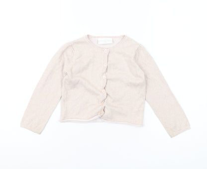 The Little White Company Girls Beige Cardigan, Size 2-3 Years