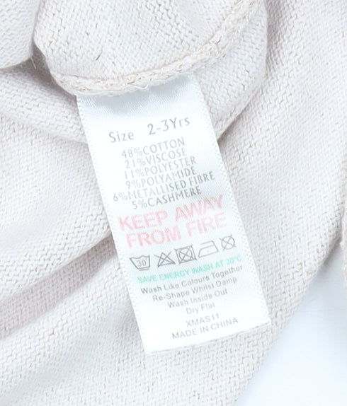 The Little White Company Girls Beige Cardigan, Size 2-3 Years