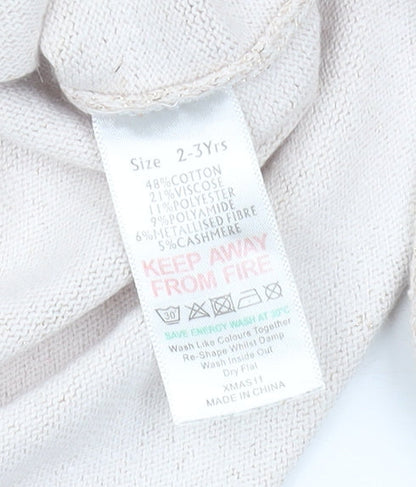 The Little White Company Girls Beige Cardigan, Size 2-3 Years