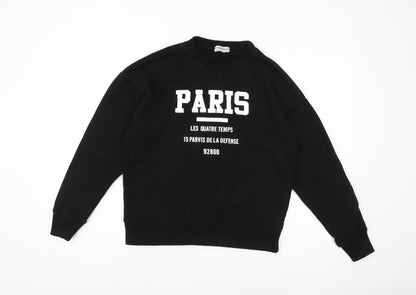Womens UK Size S Pull&Bear Black Pullover Sweatshirt