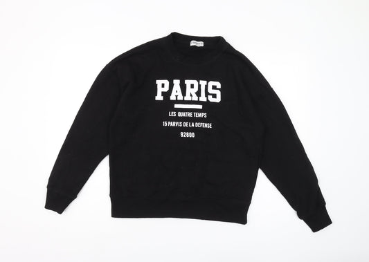 Womens UK Size S Pull&Bear Black Pullover Sweatshirt
