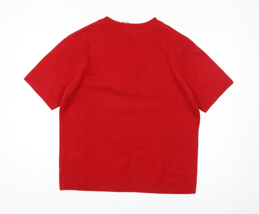 Damart Women's Red Henley Knit Jumper Size L