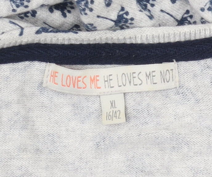 He Loves Me Women's Blue Floral Cardigan XL