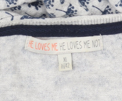 He Loves Me Women's Blue Floral Cardigan XL