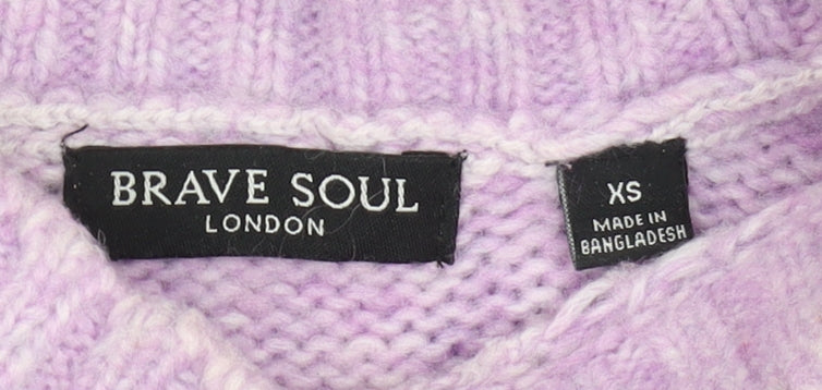 Womens UK Size XS Brave Soul Purple Pullover Jumper