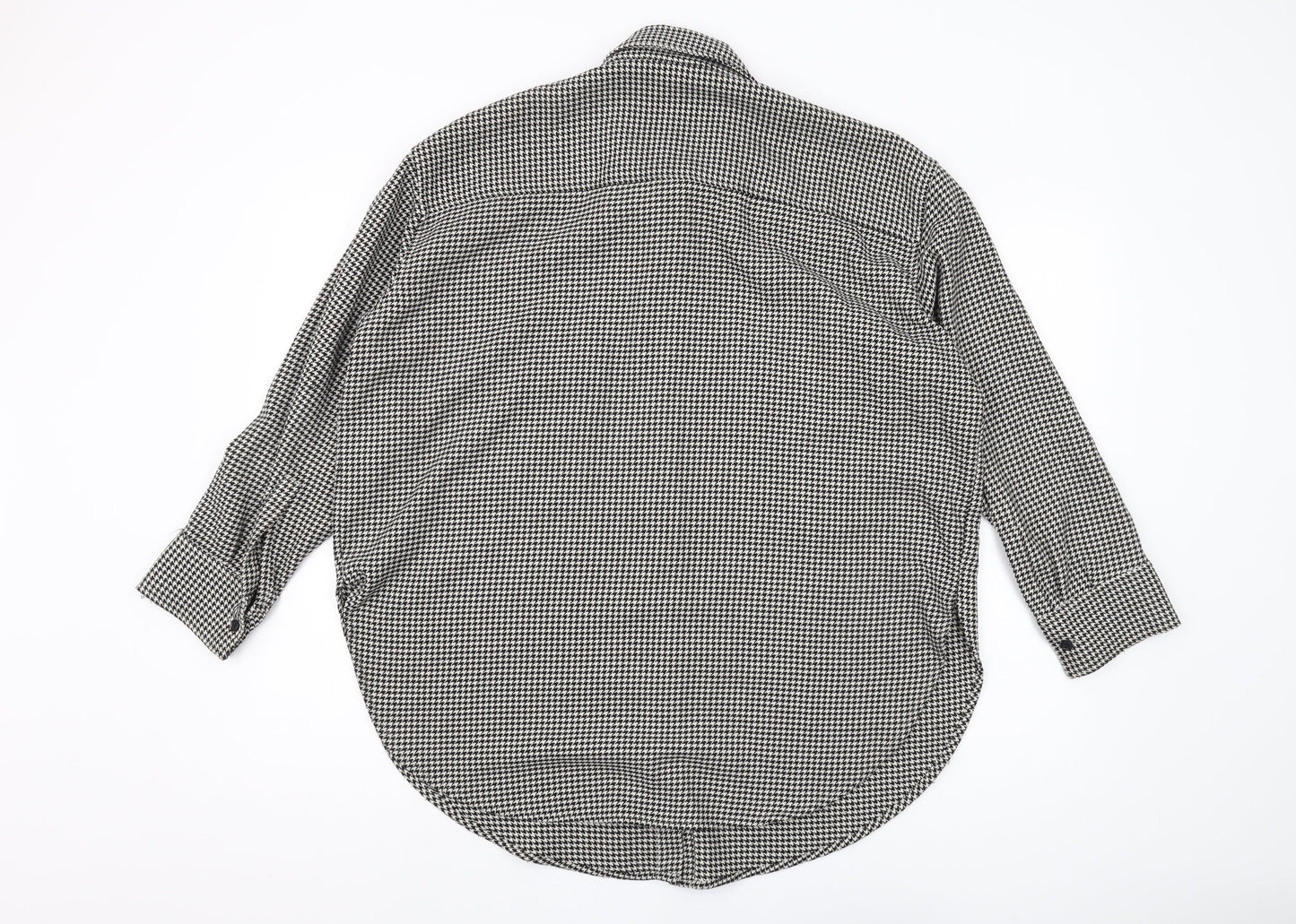 H&M Men's M Black White Geometric Long Sleeve Shirt