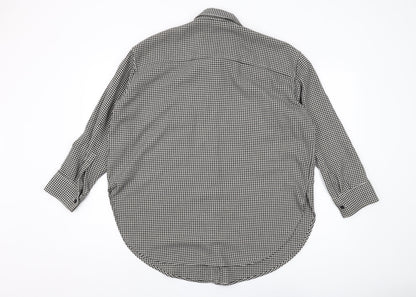 H&M Men's M Black White Geometric Long Sleeve Shirt