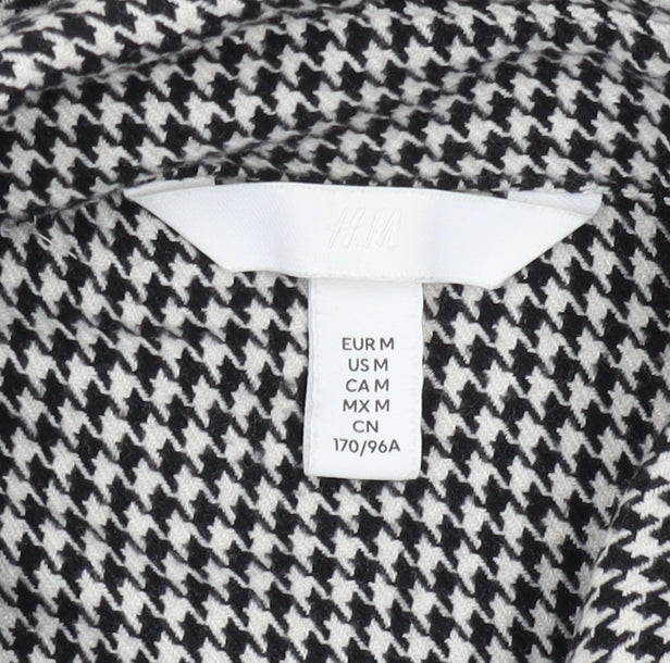 H&M Men's M Black White Geometric Long Sleeve Shirt