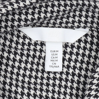 H&M Men's M Black White Geometric Long Sleeve Shirt