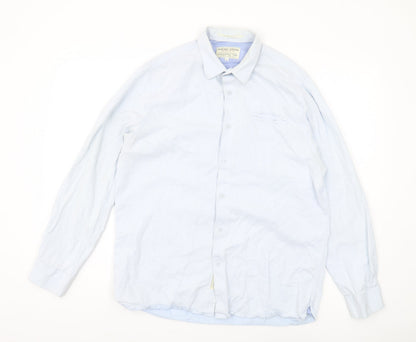 Racing Green Men's Blue Regular Fit Shirt, L, Casual Classic