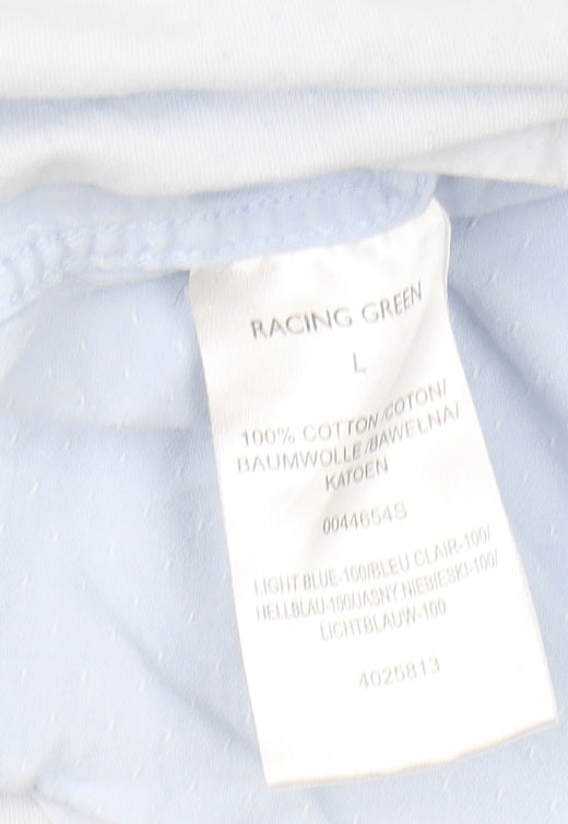 Racing Green Men's Blue Regular Fit Shirt, L, Casual Classic