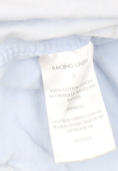 Racing Green Men's Blue Regular Fit Shirt, L, Casual Classic