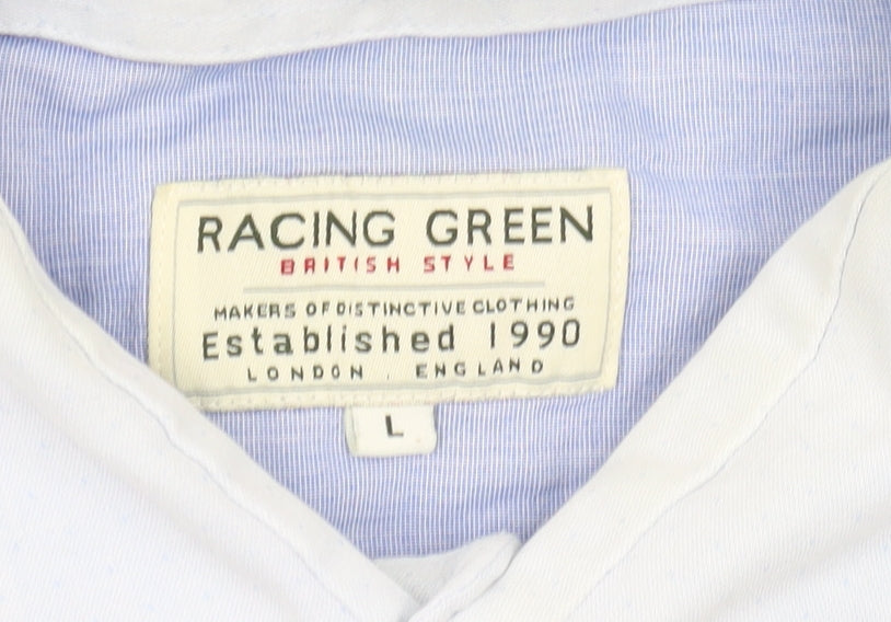 Racing Green Men's Blue Regular Fit Shirt, L, Casual Classic