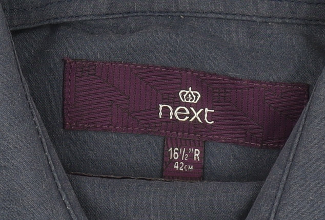 Next Men's Blue Regular Fit Button-Up Shirt 16.5