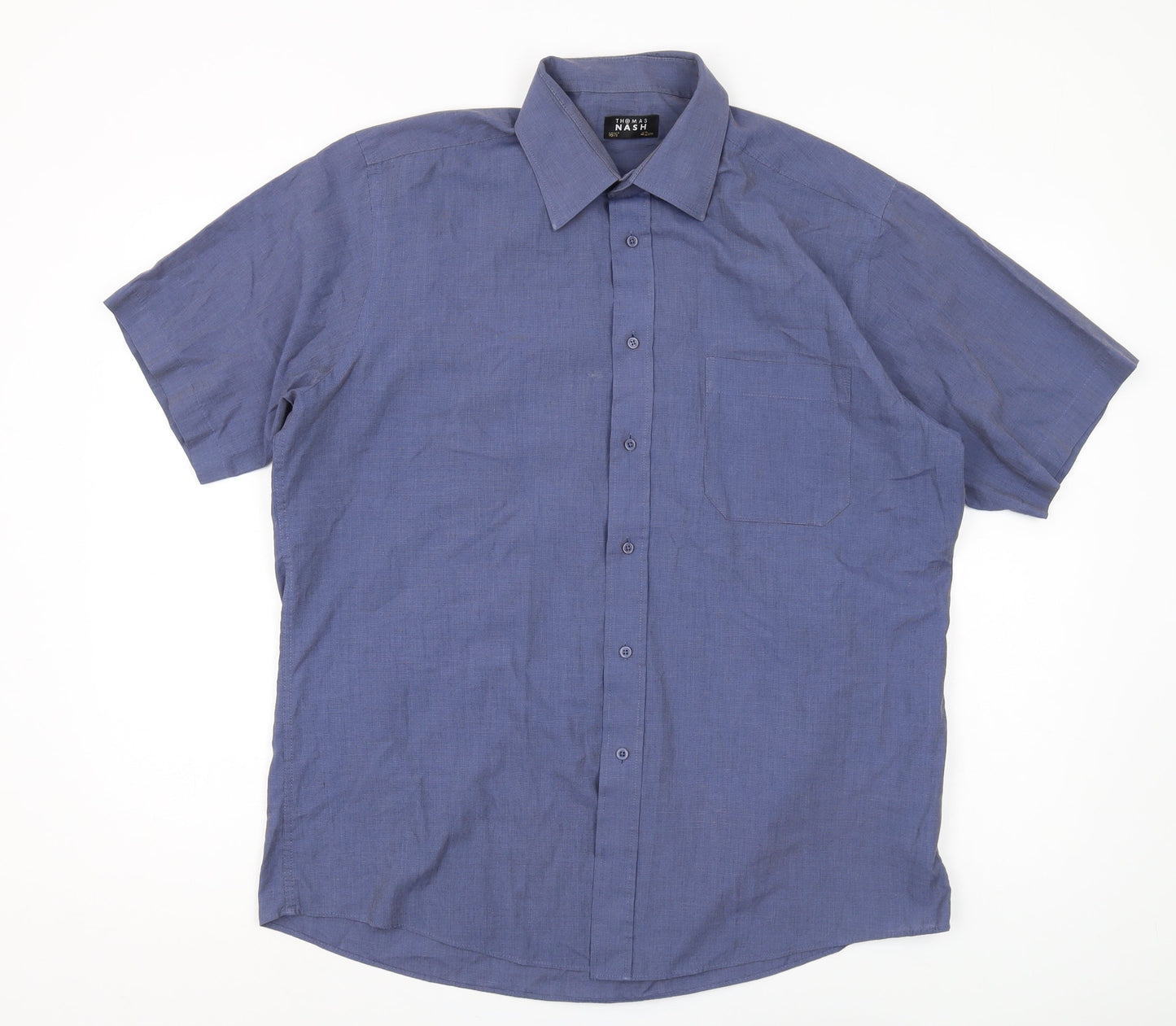 Thomas Nash Men's Blue Regular Fit Short Sleeve Shirt