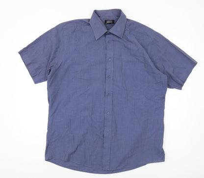 Thomas Nash Men's Blue Regular Fit Short Sleeve Shirt